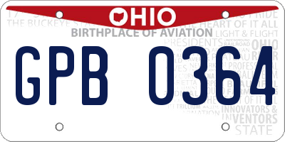 OH license plate GPB0364