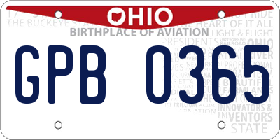 OH license plate GPB0365