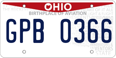 OH license plate GPB0366