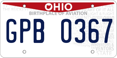 OH license plate GPB0367