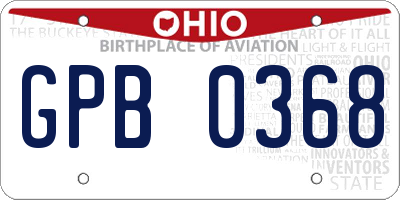 OH license plate GPB0368