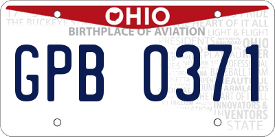 OH license plate GPB0371