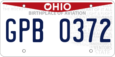 OH license plate GPB0372