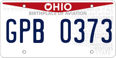 OH license plate GPB0373