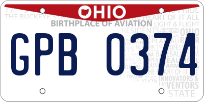 OH license plate GPB0374