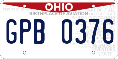 OH license plate GPB0376
