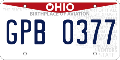 OH license plate GPB0377