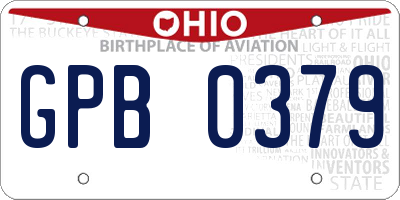 OH license plate GPB0379