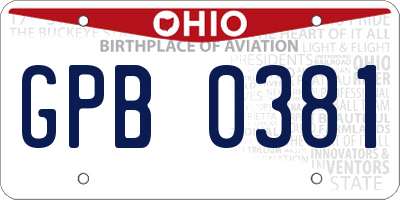 OH license plate GPB0381