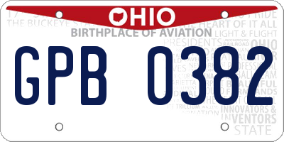 OH license plate GPB0382