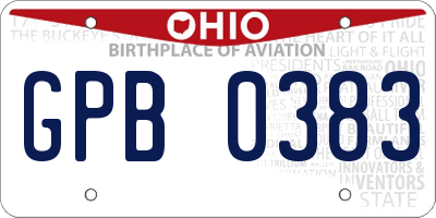 OH license plate GPB0383