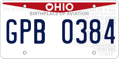 OH license plate GPB0384