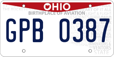 OH license plate GPB0387