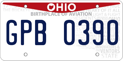 OH license plate GPB0390