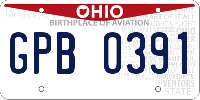 OH license plate GPB0391