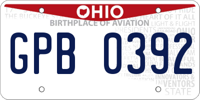 OH license plate GPB0392