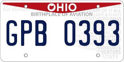 OH license plate GPB0393