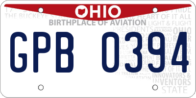 OH license plate GPB0394