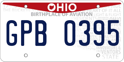 OH license plate GPB0395