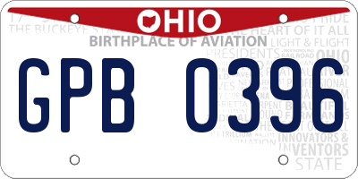 OH license plate GPB0396