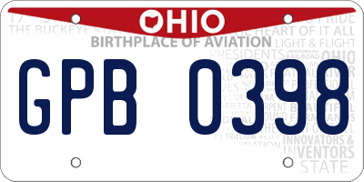 OH license plate GPB0398