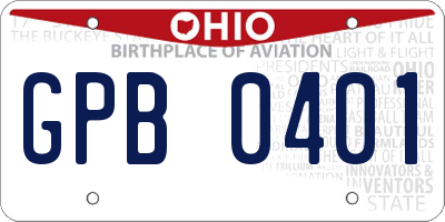 OH license plate GPB0401
