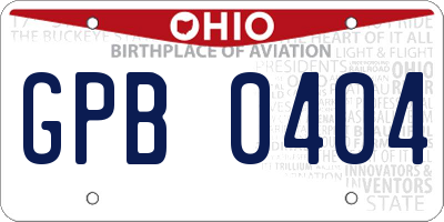 OH license plate GPB0404