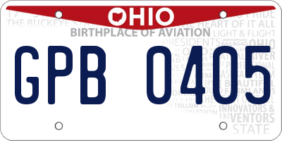 OH license plate GPB0405