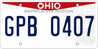 OH license plate GPB0407