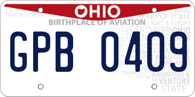OH license plate GPB0409
