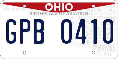 OH license plate GPB0410