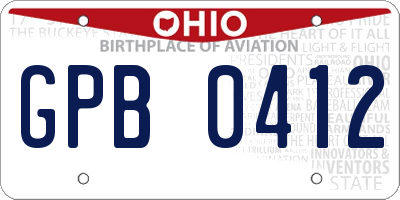 OH license plate GPB0412