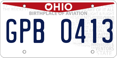 OH license plate GPB0413