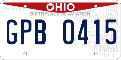 OH license plate GPB0415