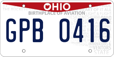 OH license plate GPB0416
