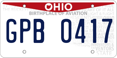 OH license plate GPB0417