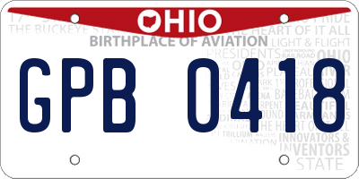 OH license plate GPB0418