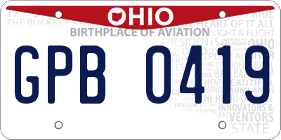OH license plate GPB0419