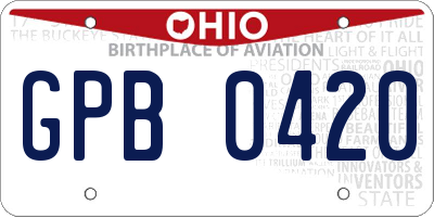 OH license plate GPB0420