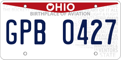 OH license plate GPB0427