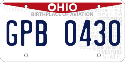 OH license plate GPB0430
