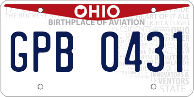 OH license plate GPB0431