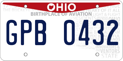 OH license plate GPB0432