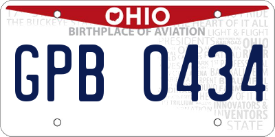 OH license plate GPB0434
