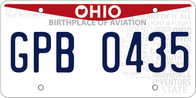 OH license plate GPB0435