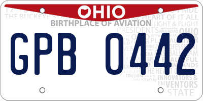 OH license plate GPB0442