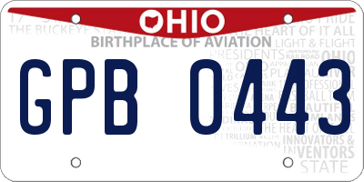 OH license plate GPB0443