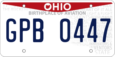 OH license plate GPB0447