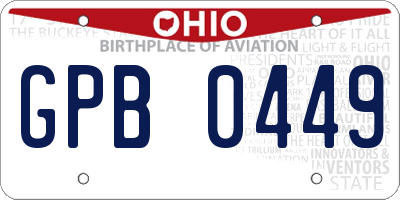 OH license plate GPB0449
