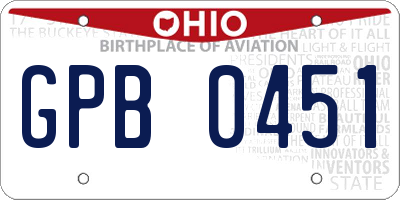 OH license plate GPB0451